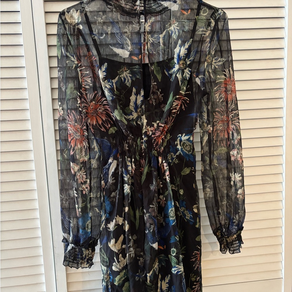 ZARA Basic sz XS sheer lined floral dress - Picture 7 of 11